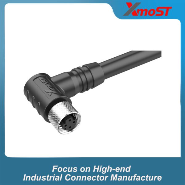 M8 D-Code 4Pin Female Right-Angle Molded Connector