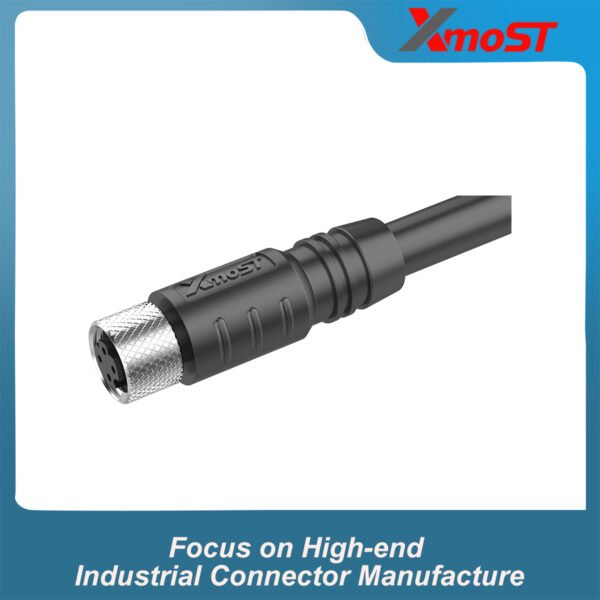 M8 D-Code 4-Pin Female Straight Molded Connector