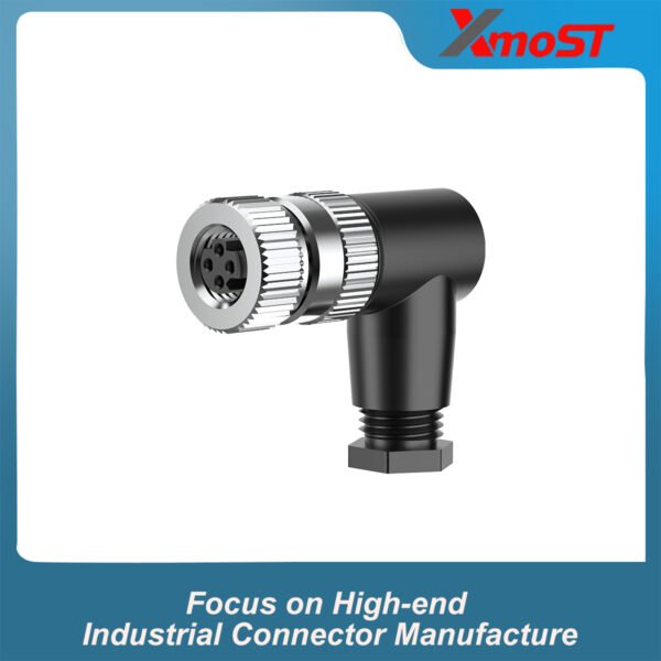 M8 D-Code 4-Pin Female Right-Angle Screw-Type Assembled Connector
