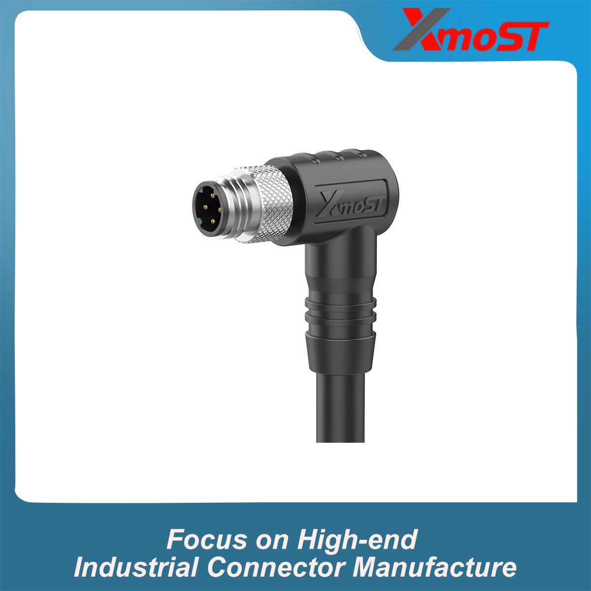 M8 D-Code 4-Pin Male Right-Angle Molded Connector M8 D-Code 4-Pin Male Right-Angle Molded Connector - Image 3