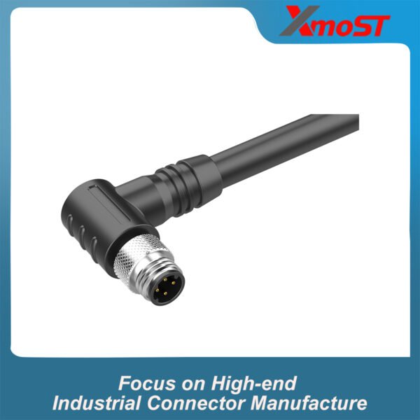 M8 D-Code 4-Pin Male Right-Angle Molded Connector