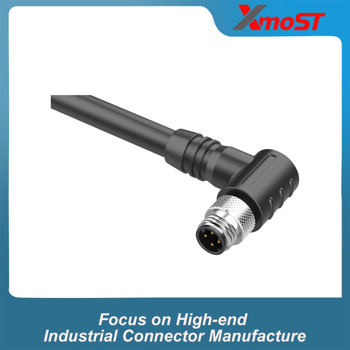 M8 D-Code 4-Pin Male Right-Angle Molded Connector M8 D-Code 4-Pin Male Right-Angle Molded Connector - Image 2