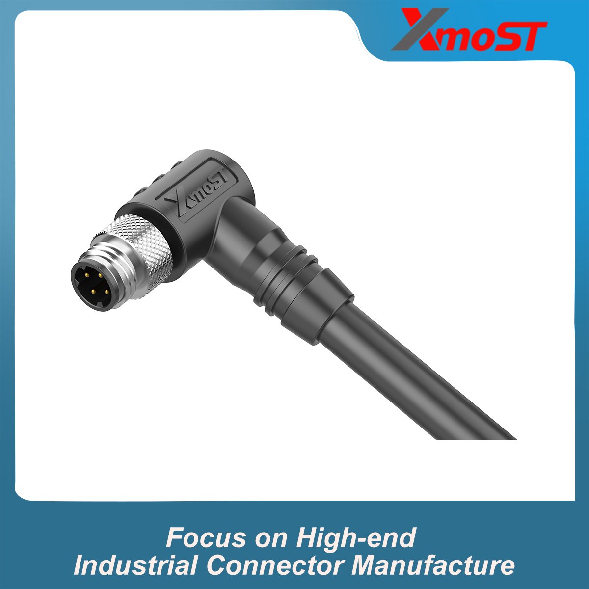M8 D-Code 4-Pin Male Right-Angle Molded Connector M8 D-Code 4-Pin Male Right-Angle Molded Connector - Image 4