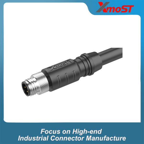 M8 D-Code 4-Pin Male Straight Molded Connector