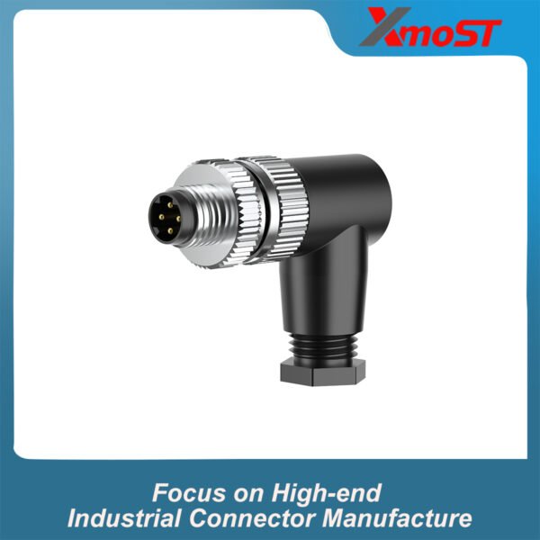 M8 D-Code 4-Pin Male Right-Angle Screw-Type Assembled Connector