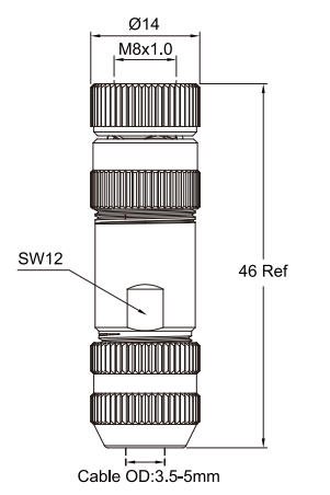 M8 3-Pin A&B-Code Female Straight Assembled Connector