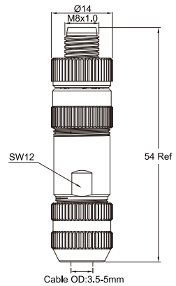M8 A-Code 3-Pin Male Straight Assembled Connector M8 A-Code 3-Pin Male Straight Assembled Connector