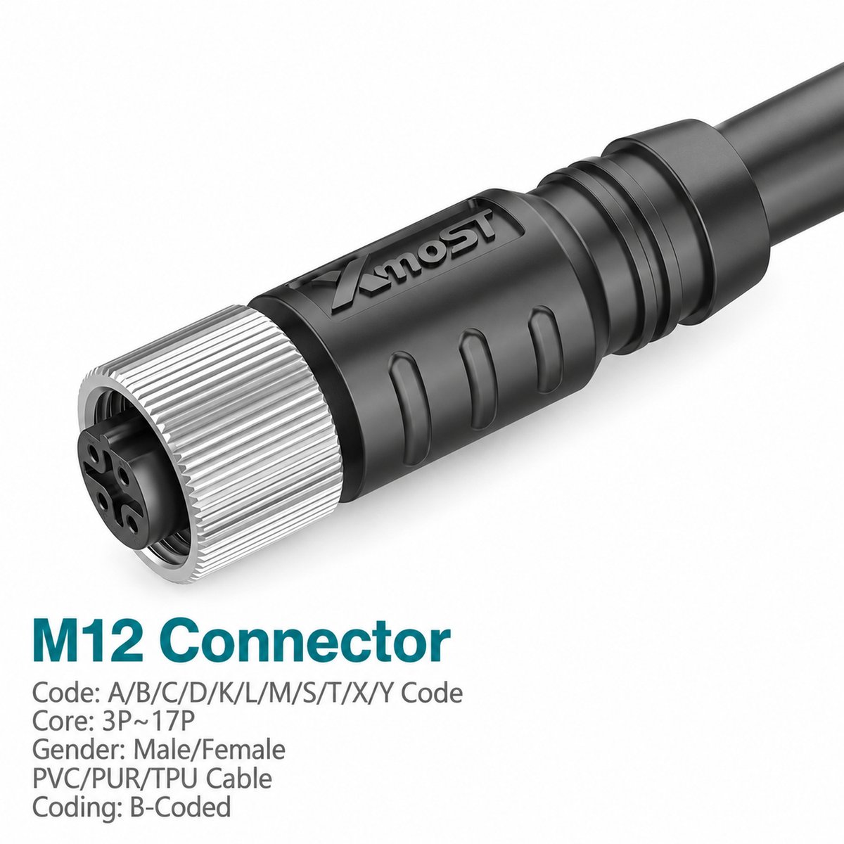 M12 B-Coded Female Straight Shielded PROFIBUS Cable Connector M12 B-Coded Female Straight Shielded PROFIBUS Cable Connector - Image 3