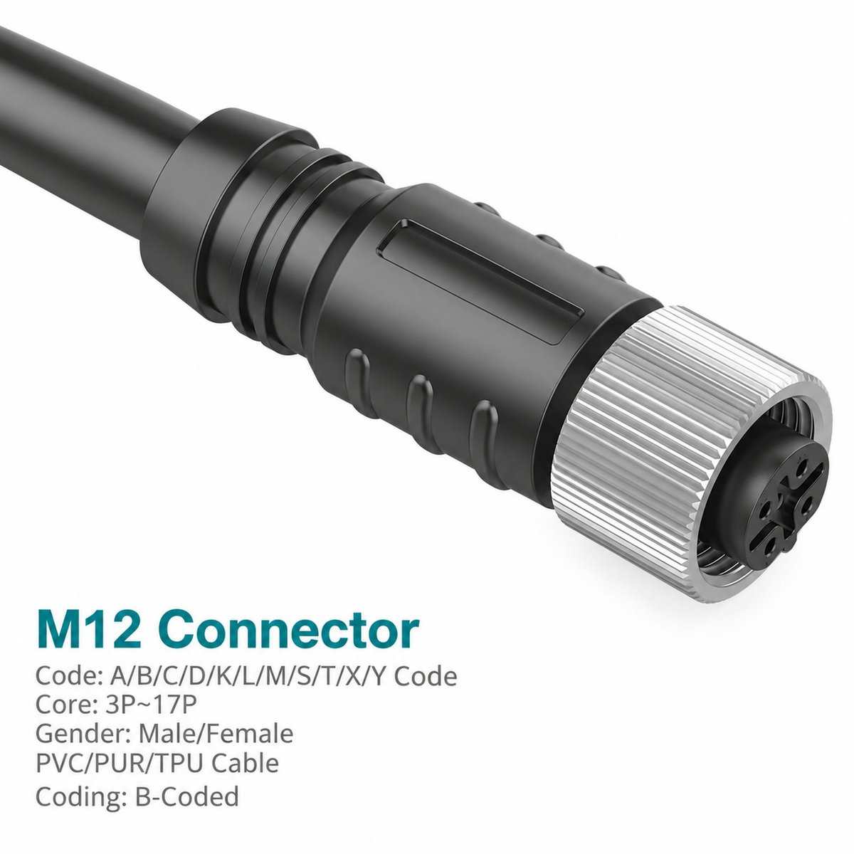 M12 B-Coded Female Straight Shielded PROFIBUS Cable Connector M12 B-Coded Female Straight Shielded PROFIBUS Cable Connector - Image 4