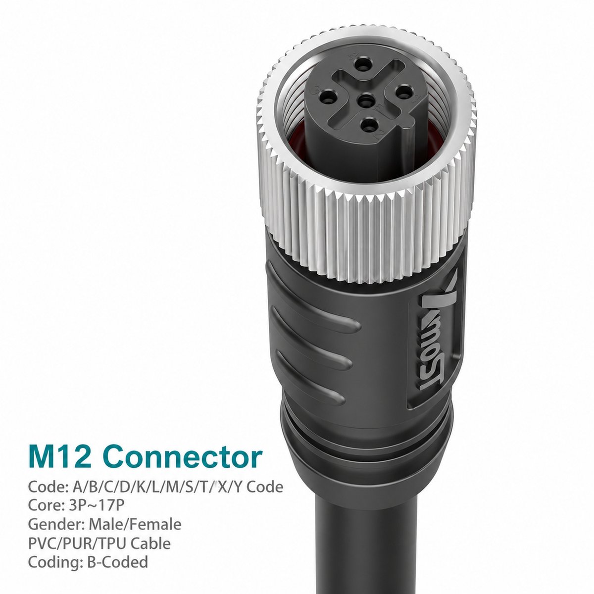 M12 B-Coded Female Straight Shielded PROFIBUS Cable Connector M12 B-Coded Female Straight Shielded PROFIBUS Cable Connector - Image 2