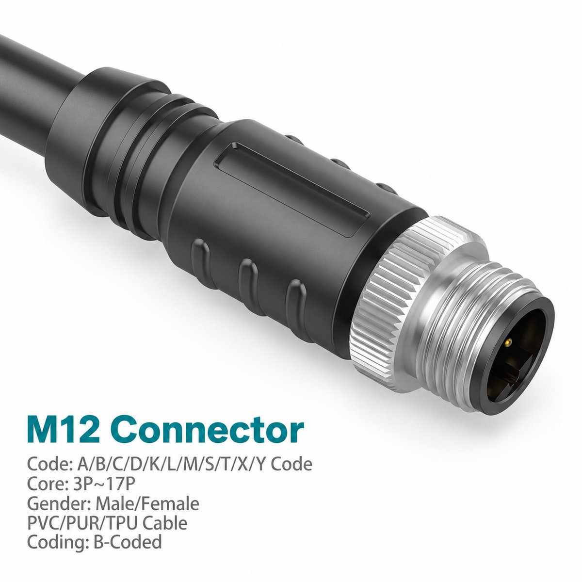 M12 B-Coded Male Straight Shielded PROFIBUS Cable Connector M12 B-Coded Male Straight Shielded PROFIBUS Cable Connector - Image 3