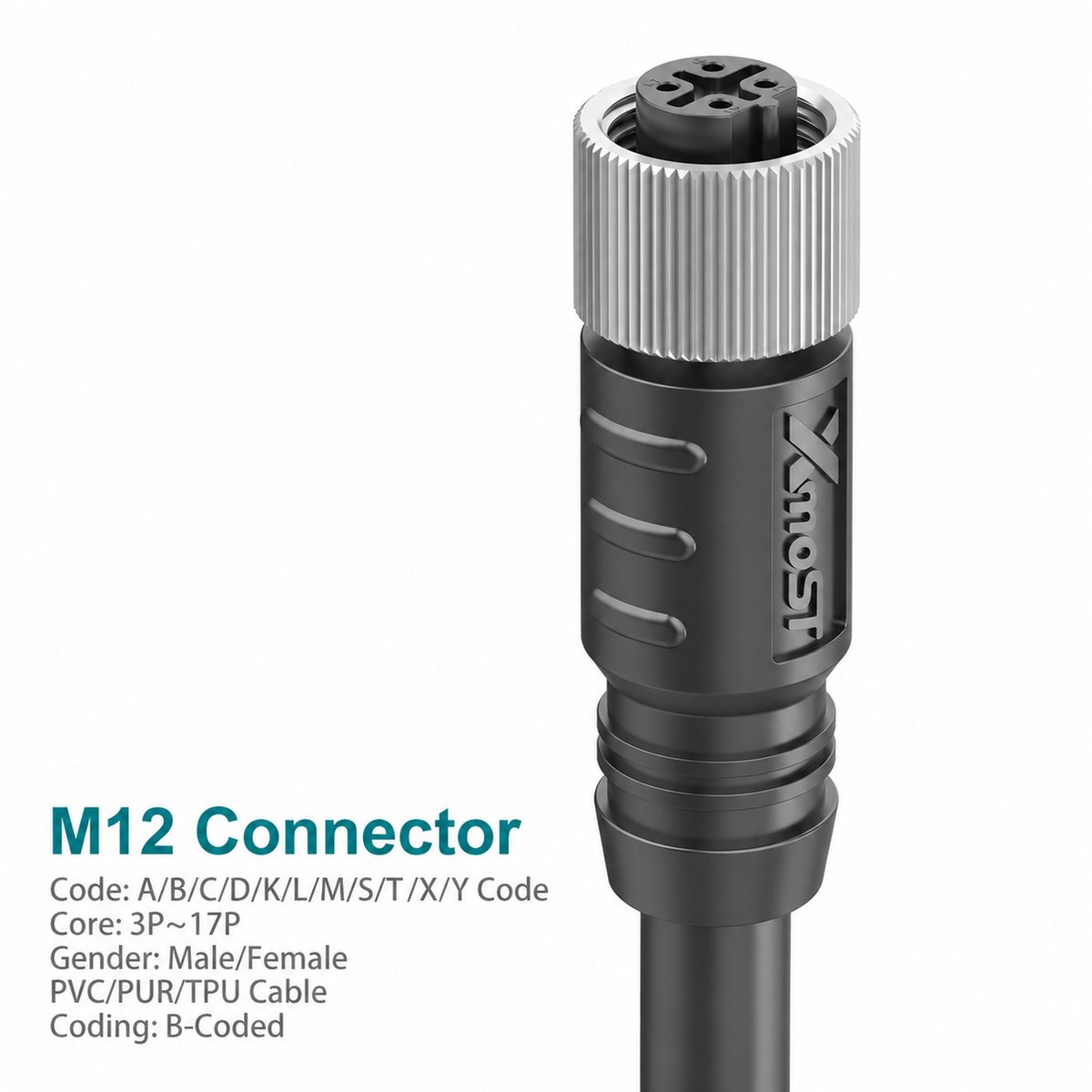 M12 B-Coded Female Straight Shielded PROFIBUS Cable Connector M12 B-Coded Female Straight Shielded PROFIBUS Cable Connector