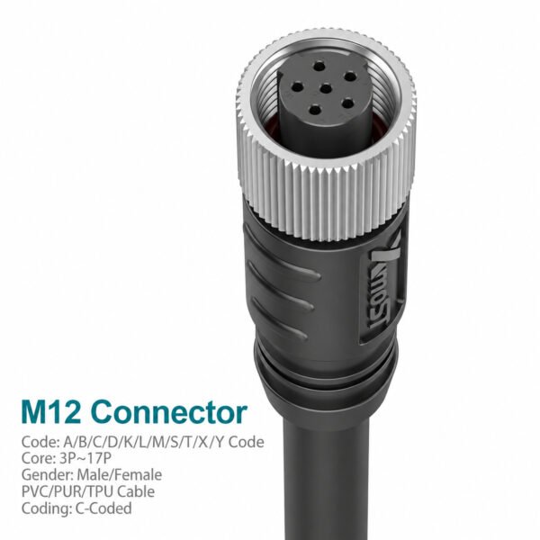 Xmost M12 C-coded female straight power cable connector