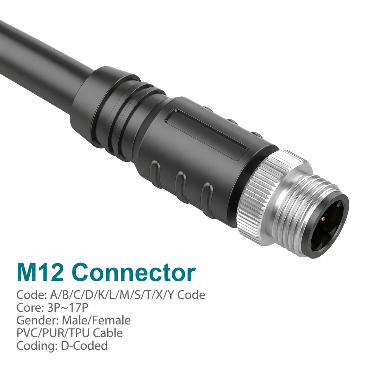 M12 D-Coded Male Straight CAT5e Shielded PROFINET Cable Connector M12 D-Coded Male Straight CAT5e Shielded PROFINET Cable Connector - Image 3