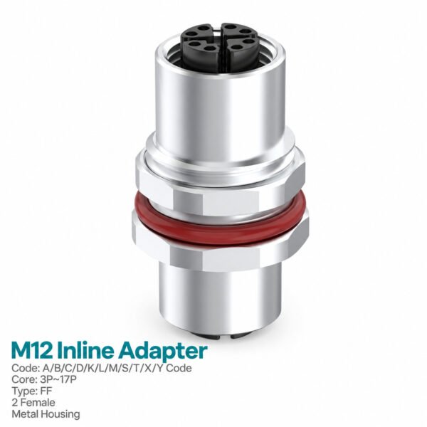 M12 I-Shape Shielded Female-to-Female Panel-Mount Adapter