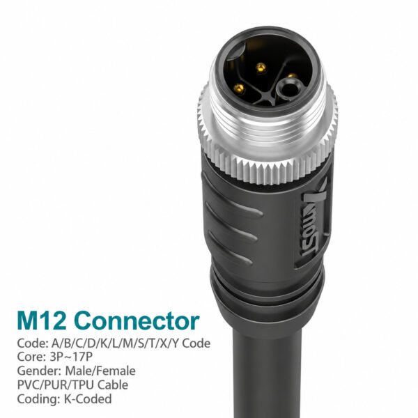 M12 K-Code Male Molded Single-Ended, Shielded, ACPowe