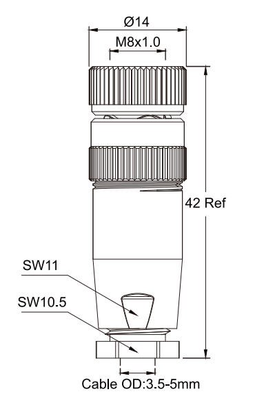 M8 D-Code 4-Pin Female Plastic Straight Assembled Connector