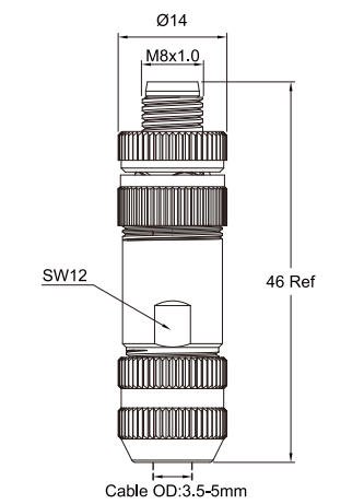 M8 3-Pin A&B-Code Male Straight Assembled Connector